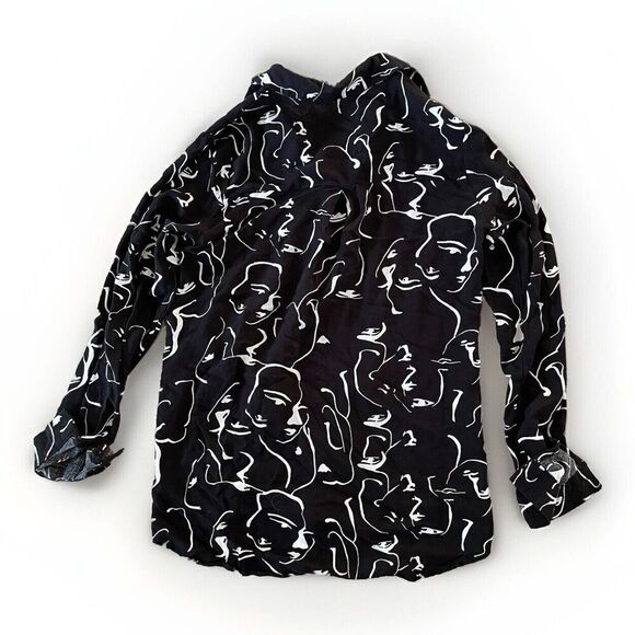 Big‎ Dart Womens Top Blouse Size EUR 36 (S) Black Button Up Collared Long Sleeve - Picture 2 of 5